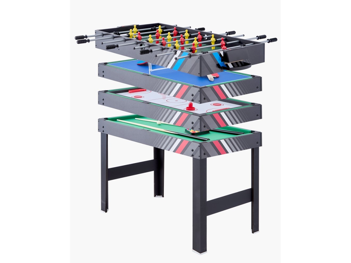 Mesa de juegos compacta 4 en 1 con airhockey, billar, futbolín y ping pong Tekmaquinas