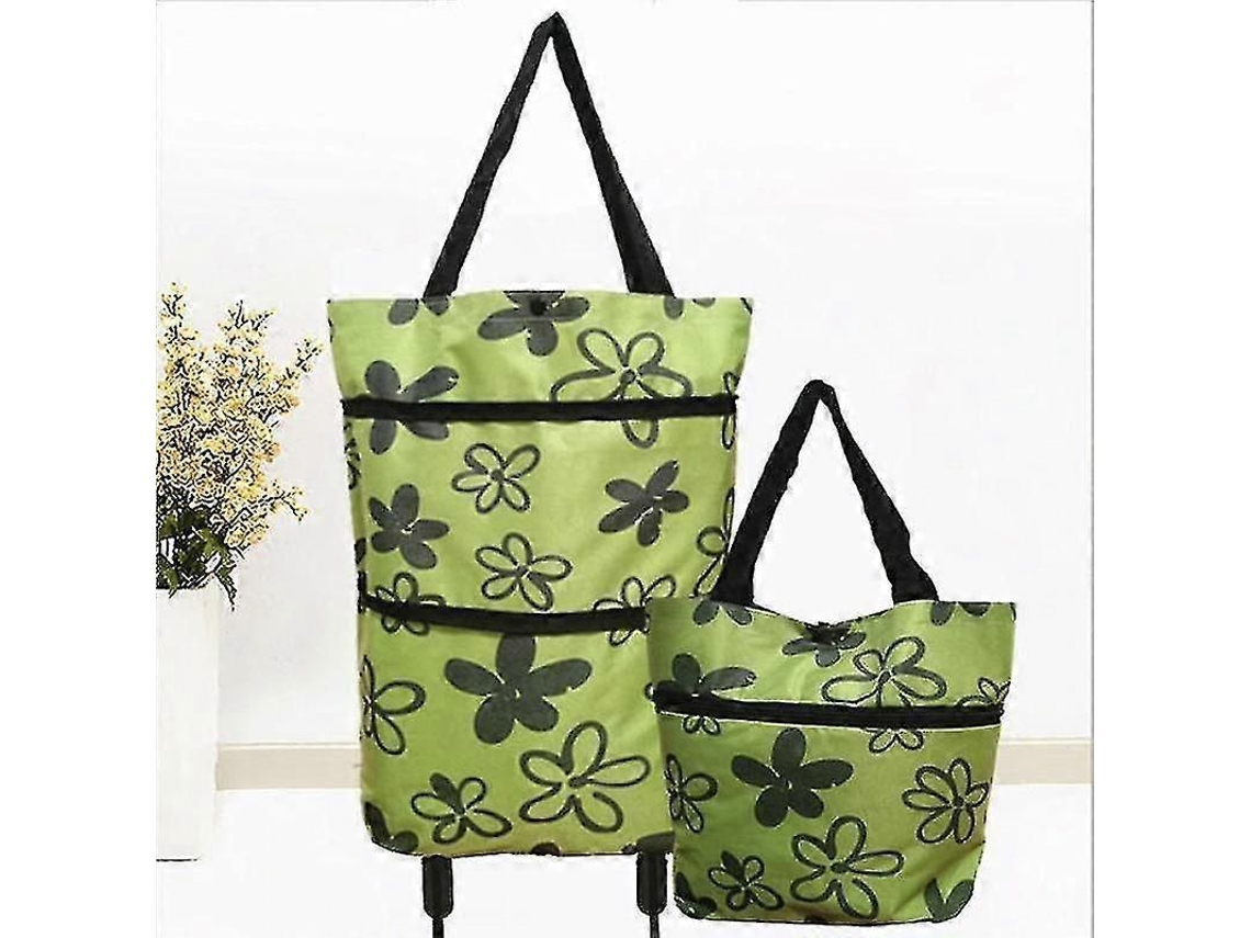 Carrito de compras plegable 2 en 1, bolsa de compras plegable de dos etapas con ruedas plegables, GOKOCO