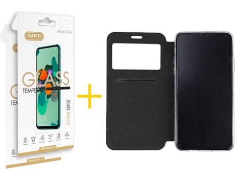 Kit Carcasa y Protector 2 X iPhone 11 Pro Skyhe Gandy Flip Cover Negro