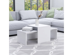 Set De Mesas De Centro Mesa Auxiliar Mesa De Café Madera Contrachapada Blanco 100x48x40 Cm Wsd538204