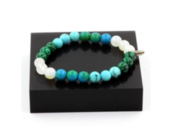Pulsera de cuentas de crisocola, malaquita, turquesa y piedra lunar Nostalgia88 (8 mm)