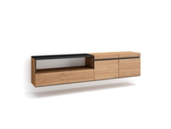 Mueble TV Televisión 200x45x35cm Para TV hasta 80 Colgado Suspendido Roble y negro