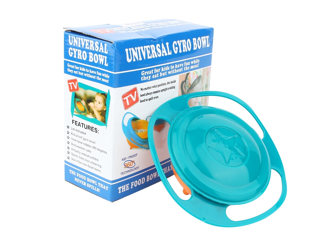 Tazón giratorio con tapa para niños pequeños, rotación de 360 grados, resistente a derrames. Tazón giratorio con tapa, diseño antiderrames.