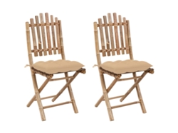 Sillas de jardín plegables de bambú DKD Home Decor con cojines, 2 unidades