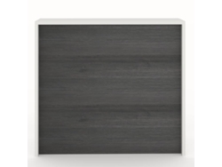 Mostrador de recepción y oficina. Fácil montaje y robusto. Laminado con frontal color Roble Azabache. Fabricado en España. (140x105x50 cm). OFICIT