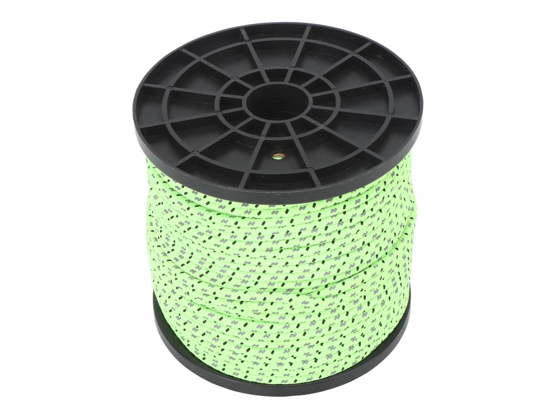 Corda De Paraquedas Reflexiva De Poliéster 50m 4mm Para Camping Hiking Outdoor Verde Fluorescente