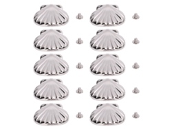 10 Conjuntos Rebite Concha Marinha Prata 33mm Liga de Zinco e Parafusos 4.5mm para Bolsa Cinto