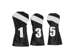 Ymsl 3pcs Funda Para Cabeza De Palo De Golf De Cuero Pu Impermeable Con Forro De Peluche Para Woods Negro Hxl