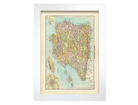 NACNIC Pósters Geográficos En Estilo Vintage. Mapa De La Península Ibérica. Ilustraciones De Antiguos Mapamundis En Tonos Sepia. Tamaño A3, Sin Mar...