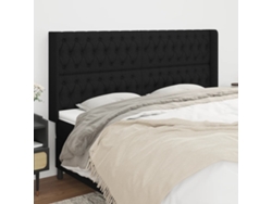 Cabecero Con Orejas De Tela Negro 183x16x118/128 Cm