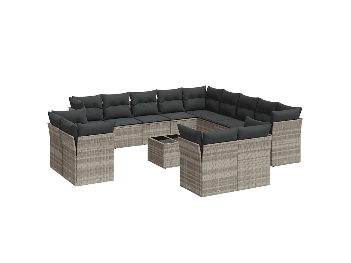 Maison Exclusive - Set Sofás Jardín 14 Pzas Con Cojines Ratán Sintético Gris Claro