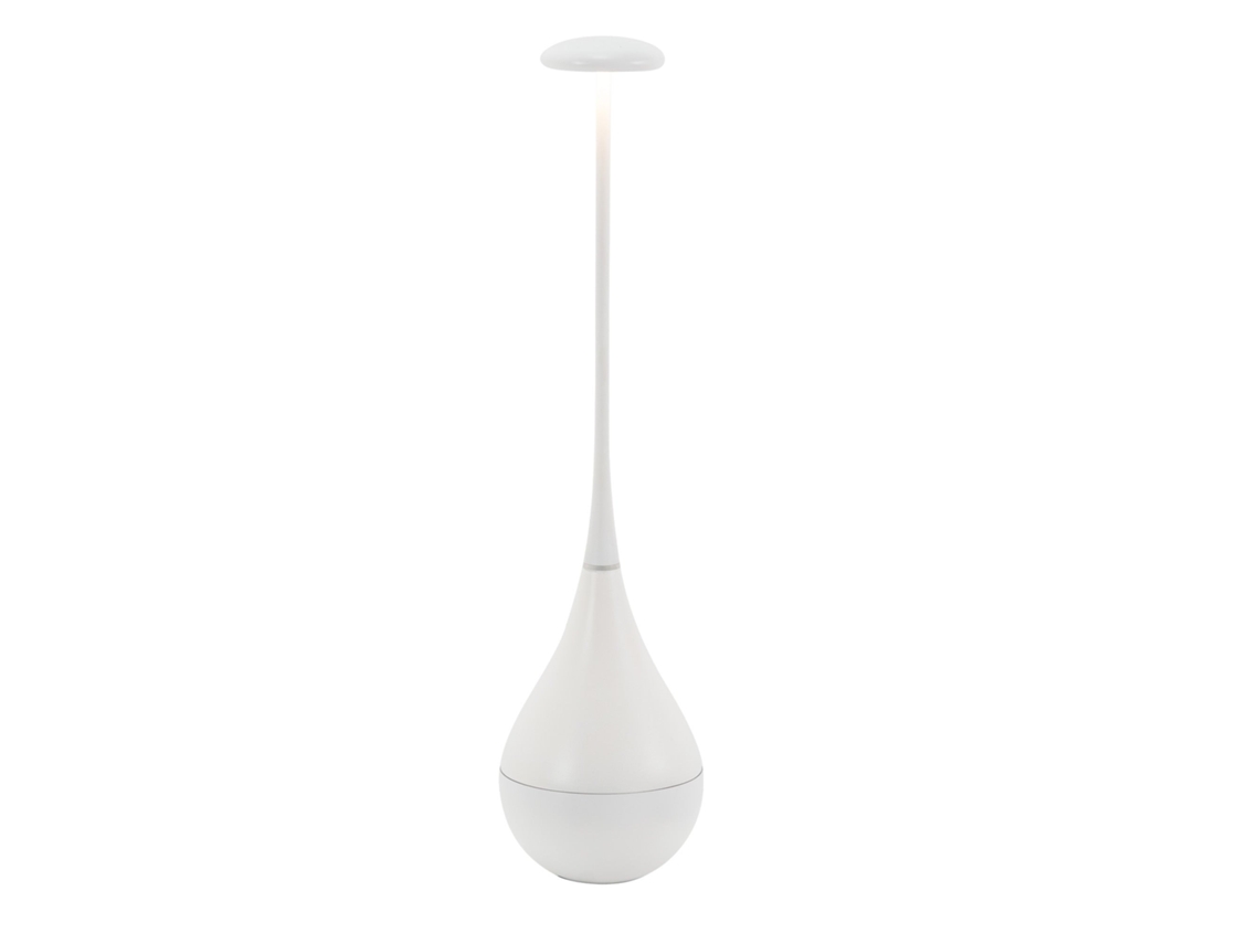 Lámpara de mesa LED recargable Zafferano Dondolina IP65, inalámbrica, con regulador táctil - Diseño italiano, color blanco.