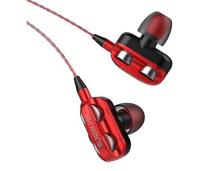 Auriculares Bluelans Dual Driver Auriculares Aux 3.5Mm Auriculares Auriculares con cable Auriculares Rojo
