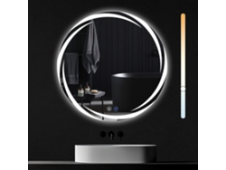 Espejo de baño redondo con luz LED, 80 cm, grado de protección IP44 y tecnología NETTLIFE Touch.