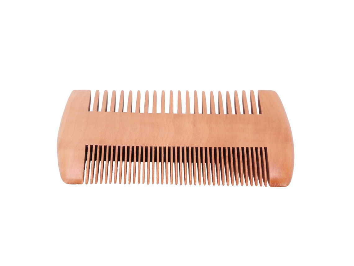 Peine De Madera Antiestático De Doble Cara Para El Cuidado Y Peinado De La Barba Y El Bigote.