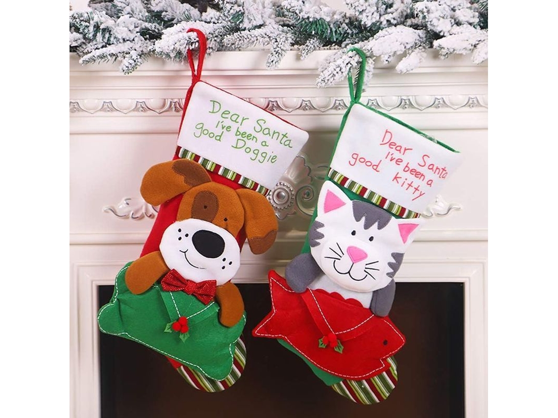 4 Pares De Calcetines De Navidad Grandes Para Gatos Y Perros, 17.3 Pulgadas, No Tejidos, Decoración Navideña