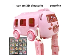 Botella de agua de 0.5 L con vaso y pajita, estilo juguete, fabricada en plástico ecológico sin BPA. Mdug (rosa)