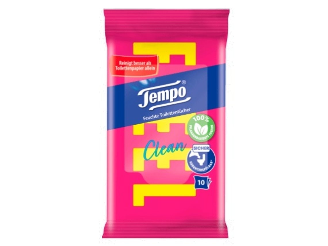 Tempo, Pañuelos Húmedos Para Viaje, Tamaño De Bolsillo, 10 Unidades