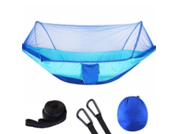 Hamaca Portátil Individual Con Mosquitera, Adecuada Para Mochileros Y Campamentos Al Aire Libre (250x120 Cm) Azul Celeste Siurn