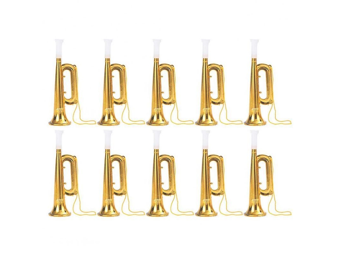 10pcs Trompetas Musicales Juguetes Para Niños Modelos Prácticos Divertidos De Abs Oro Ofz 17x5x5cm Dorado