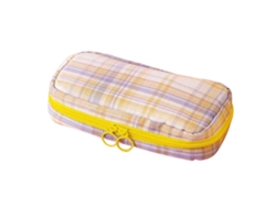 Estuche Grande Para Lápices, De Lona A Cuadros, Con Bolsillos De Malla Y Cremallera, Ideal Para La Escuela, La Oficina Y Viajes.
