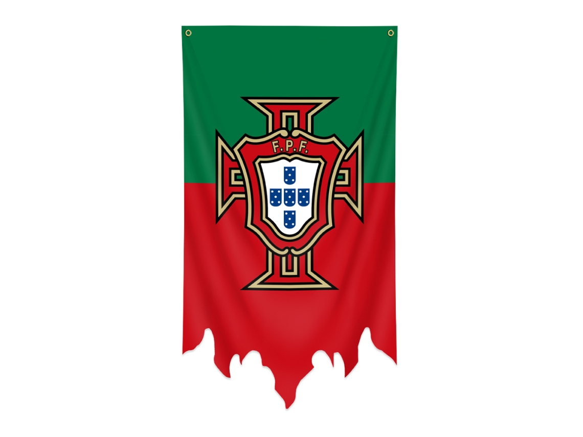 Bandera Portugal Borde Desgarrado, Tela Resistente, Ojales Metálicos Para Decorar Paredes Y Bares Deportivos.