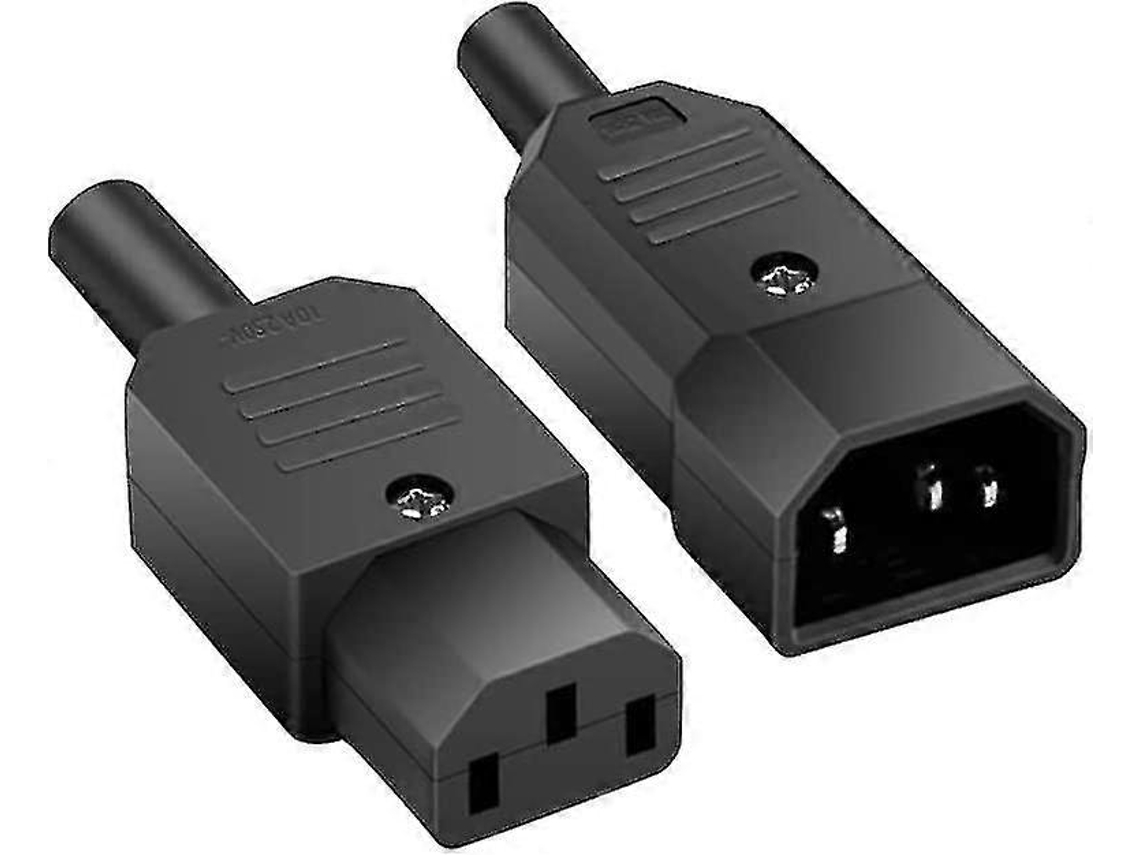 Conector De Energía Iec C14 Macho-c13 Hembra 3 Pines 250v 10a Adaptador De Cable Para Transferencia De Potencia (2 Unidades)