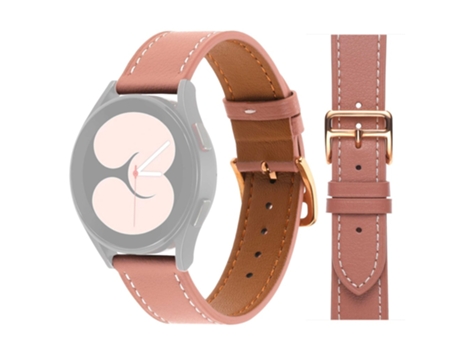 Correa de piel auténtica 20mm para Samsung Galaxy Watch4 40mm/44mm/Garmin Venu 2 Plus - rosa oscuro