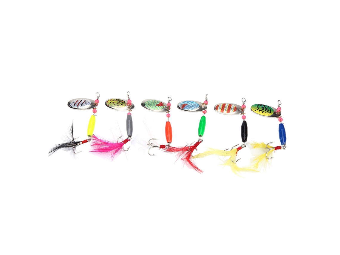 Cebo De Hilo Para Pesca Pack De 6, 7.8g, Señuelo Artificial Duro De Metal, Conjunto De Lentejuelas Giratorias