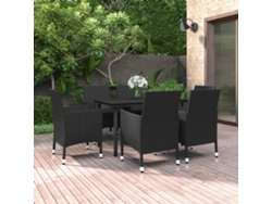 Juego de comedor de jardín de 2 piezas con cojines, mimbre, polietileno y vidrio, Dkd Home Decor