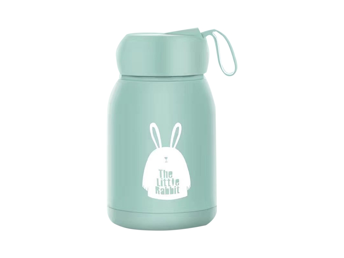 Taza Aislada De Doble Capa 330ml Con Cierre Hermético Portátil Cute Rabbits Para Viajes Deportes Al Aire Libre Verde