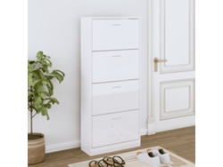 Mueble Zapatero | Armario Zapatero Madera Contrachapada Blanco Brillo 63x24x147 Cm