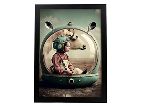 NACNIC Poster Cápsula Segura En Estilo Surrealismo Cinematográfico Ilustraciones Y Grabados De Historieta Abstracta Y Artística A3 Marcos Negros