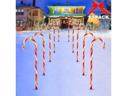 Decoración Navideña Iluminada Para Exteriores, 10 Luces Led Para Jardín Con Forma De Caña De Azúcar Para Caminos.