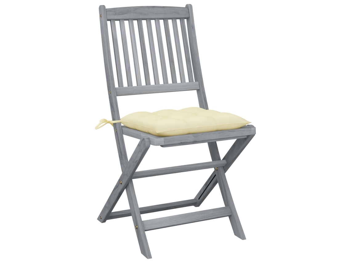 Maison Exclusive - Juego de 4 sillas plegables de exterior con cojines, madera maciza de acacia.