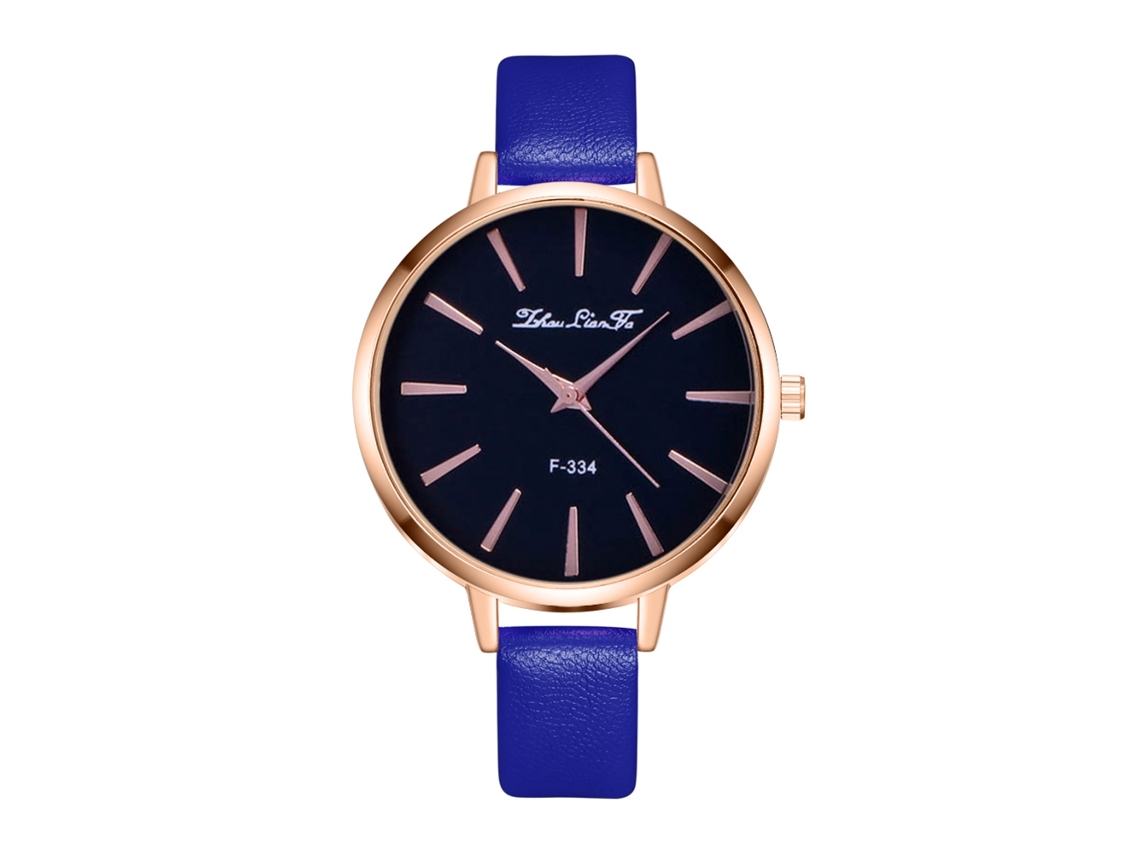 Reloj De Pulsera De Cuarzo Para Mujer Zhoulianfa Con Correa De Pu, Azul, Estilo Casual Y Moderno.