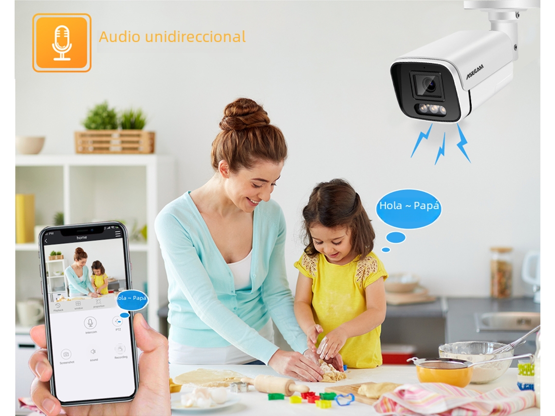 Mdug 4k 4mp 2.8mmexterior Poecámara De Redcámara De Seguridad Para El Hogar Con Visión Nocturna A Color