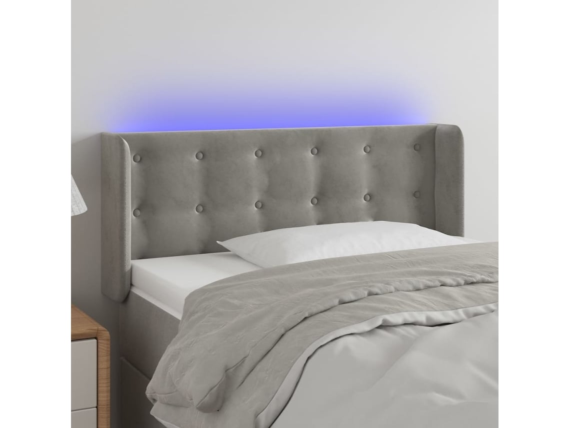 Cabecero Con Led De Terciopelo Gris Claro 103x16x78/88 Cm