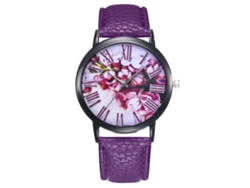 Reloj De Pulsera De Cuarzo Para Mujer Con Correa Ultrafina De Piel Sintética Morada.