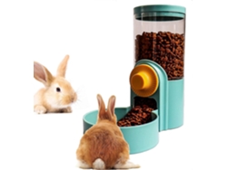Comedero automático colgante para conejos, dispensador automático de comida para animales pequeños con jaula de gravedad