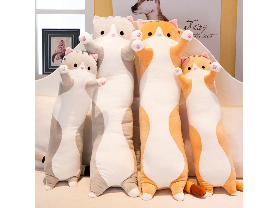 Lindo cojín decorativo de peluche grande con forma de gato de dibujos animados para dormir. Regalo ideal.