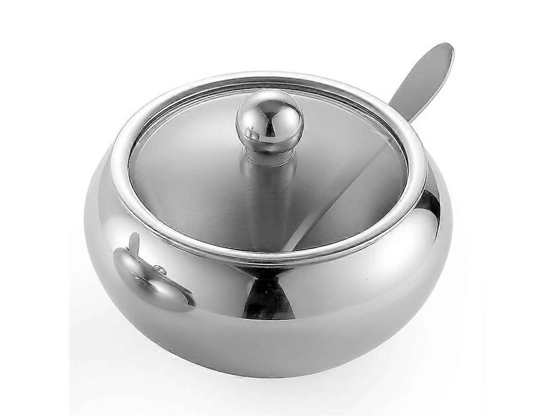 1 Conjunto De Azucarero De Acero Inoxidable Con Tapa Y Cuchara, Pote De Sal Y Pimienta De Metal, Recipiente Para Especias Webake