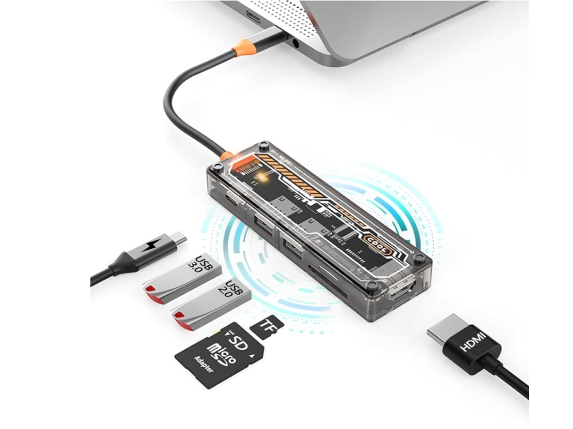 Hub Usb-c 6 En 1, Adaptador Multimedia Usb 3.0/2.0 Para Portátil