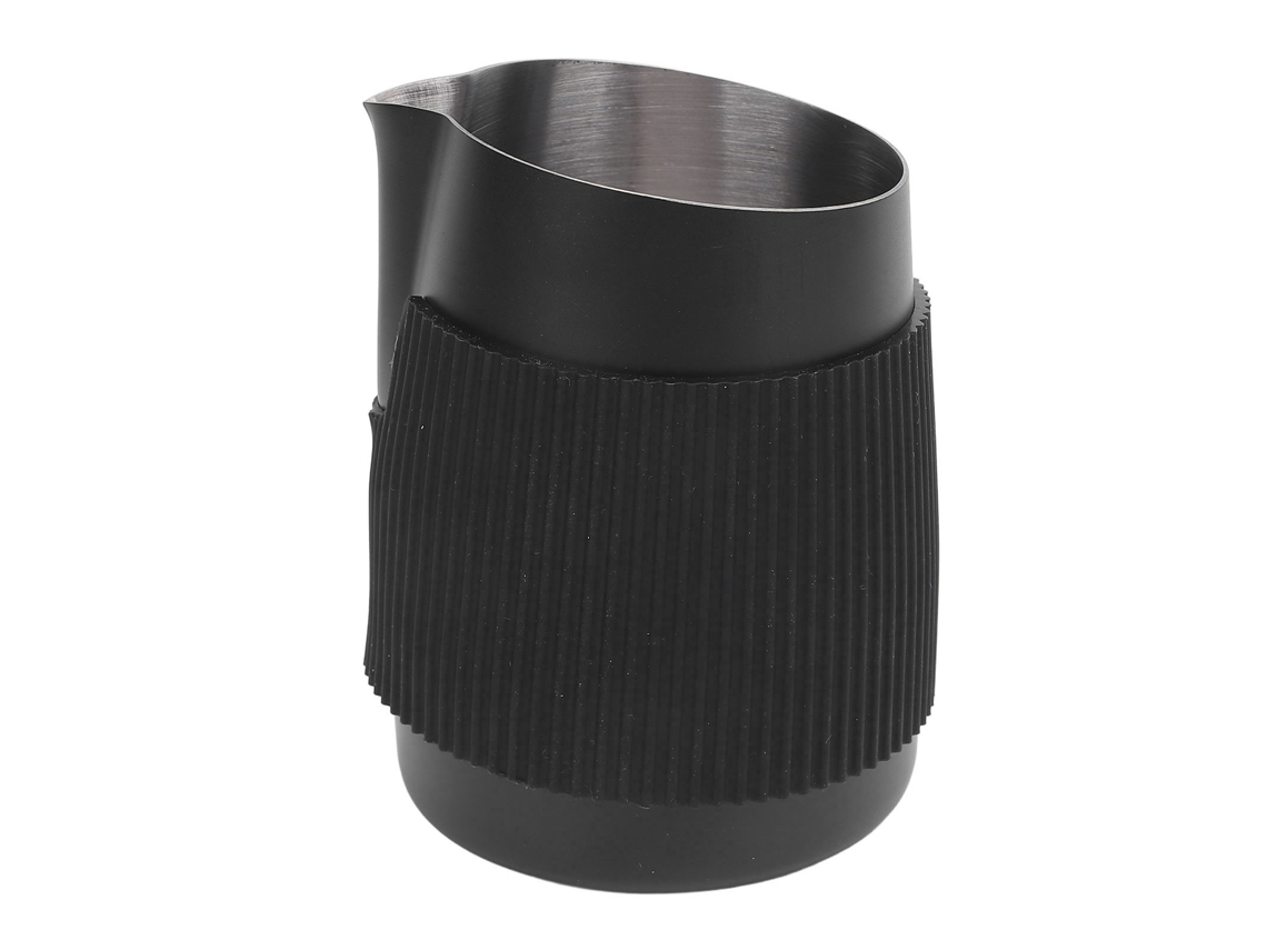 Jarra de acero inoxidable para espumar leche de 420 ml con escala resistente al calor y fácil de limpiar. Ideal para cafeterías.