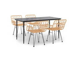 VIDAXL Juego De Comedor De Jardín 5 Piezas Ratán Sintético