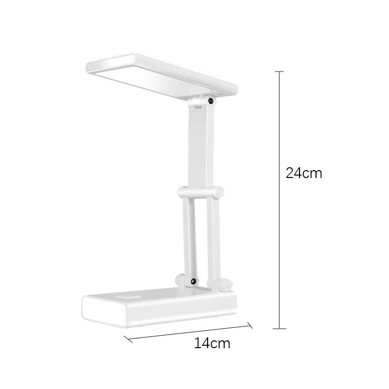 (Blanco) Lámpara de mesa plegable con energía solar con función de carga USB, recargable y con intensidad de luz ajustable.