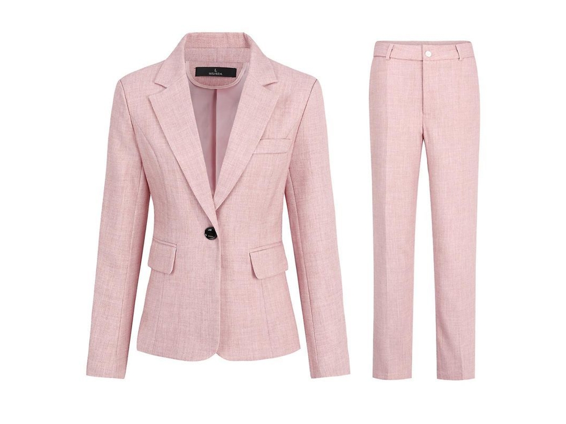 2026-traje De Oficina Para Mujer Mystdiy 2 Piezas: Chaqueta De 1 Botón Y Pantalones