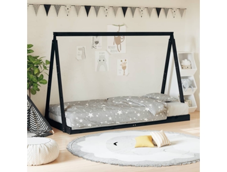 Estructura De Cama Infantil VIDAXL Negro Madera (90x190 cm)