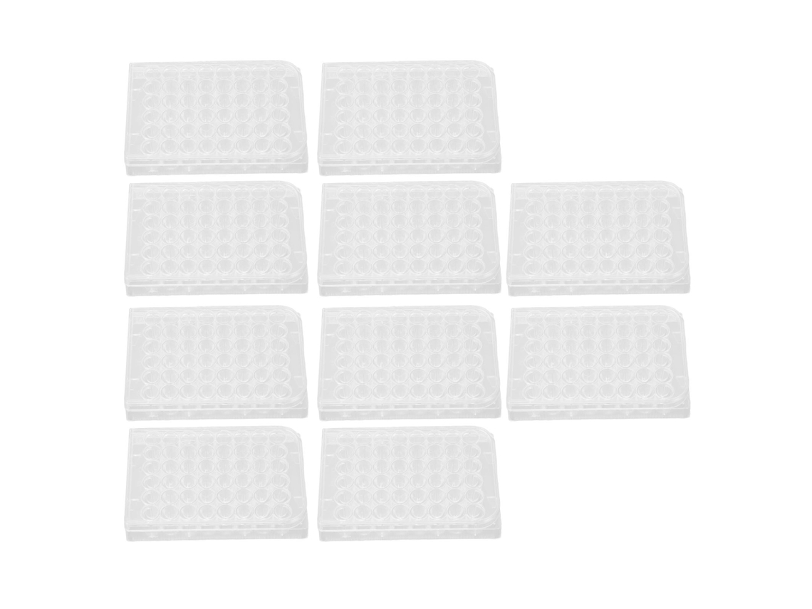 Placa de cultivo de tejidos de 48 pocillos, transparente con tapa, para uso en laboratorio, 10 unidades