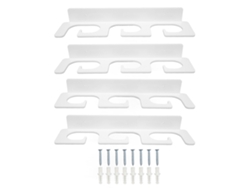 Estante para cañas de pescar de 4 piezas, resistente, compacto y elegante, para 6 cañas, montaje en pared, para interiores y exteriores.